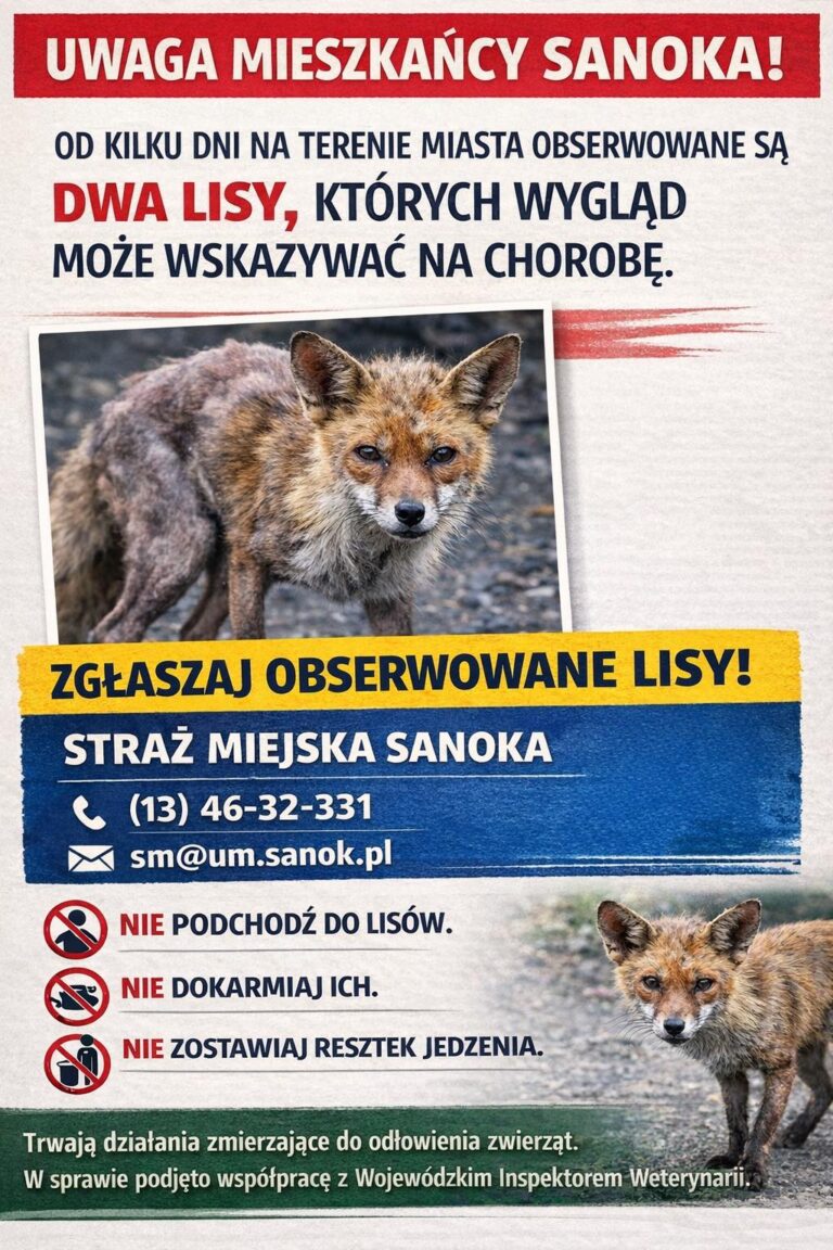 Komunikat do mieszkańców Sanoka w sprawie lisów